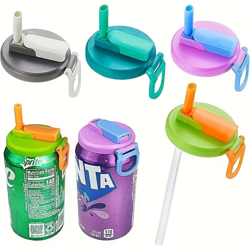 Couvercle de canette de boisson gazeuse réutilisable. Le couvercle de canette de boisson gazeuse peut être utilisé pour les boissons, les jus et les boissons gazeuses et livrés avec une paille