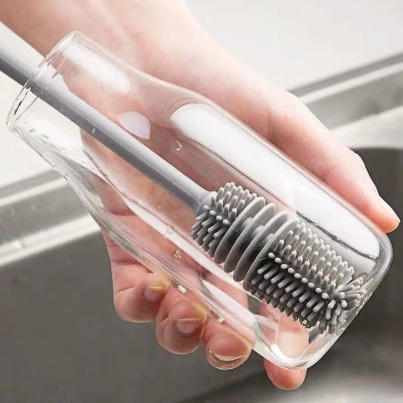 Brosse de bouteille de lait en Silicone, épurateur de tasse, nettoyeur de verre, outil de nettoyage de cuisine, bouteille de boisson à Long manche, brosse de nettoyage de tasse en verre
